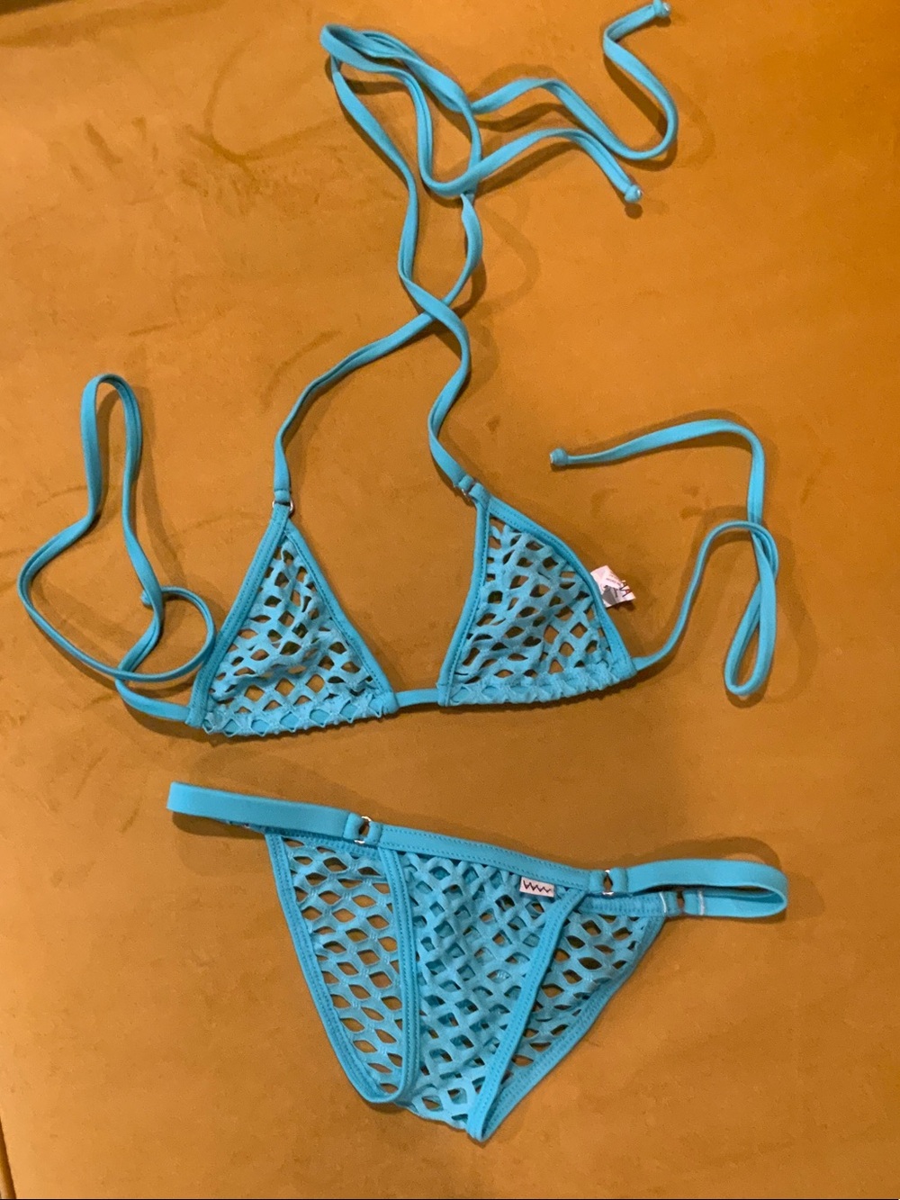 Wicked weasel Turquoise Mesh Triangle Bikini Set